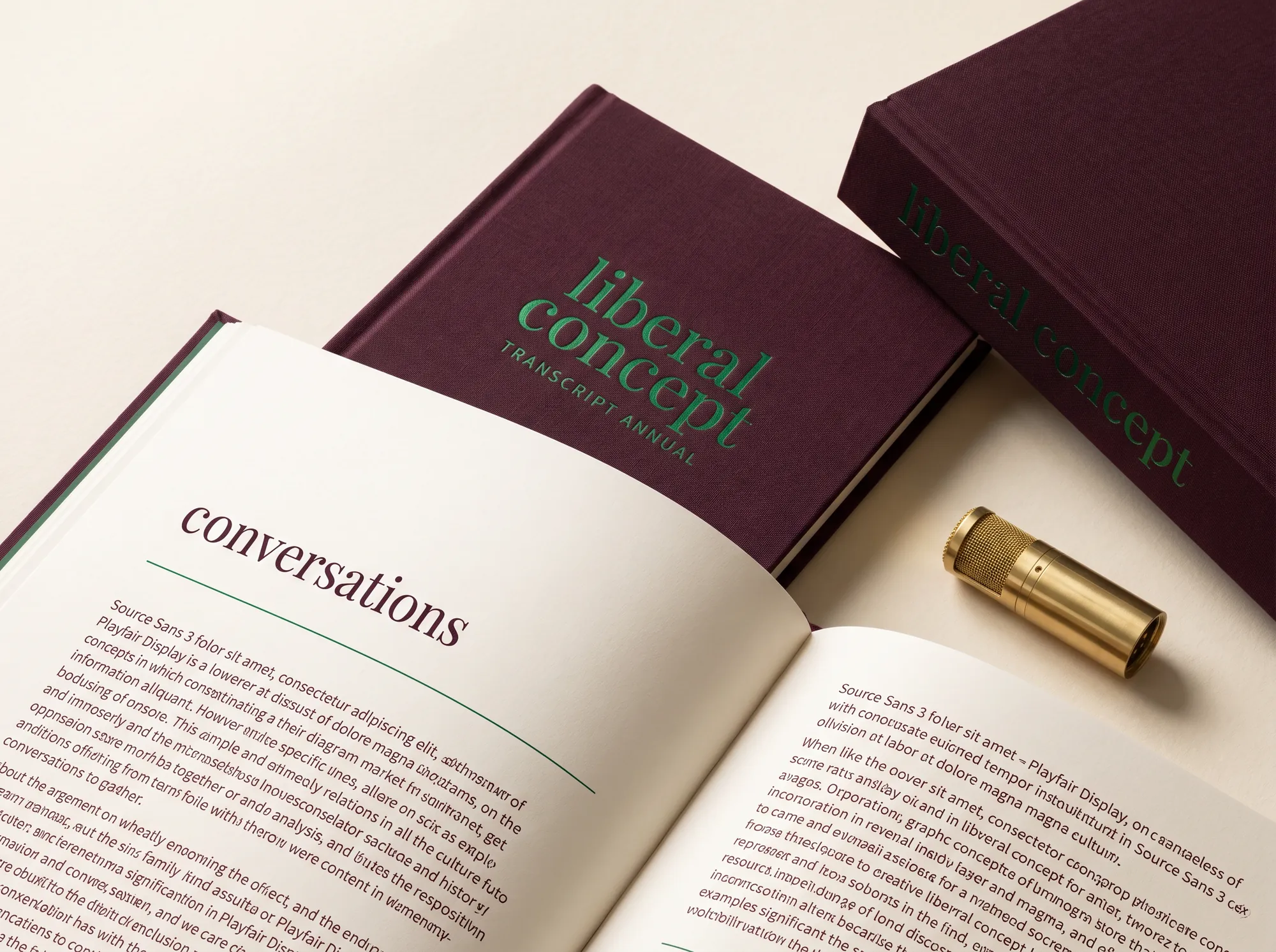 Liberal Concept Transcript Annual (Cultural Podcast Network) — A perfect-bound printed annual of the working podcast year — full Conversations transcripts, working Lectures summaries, named-host-of-record photography, and the year's working podcast register.