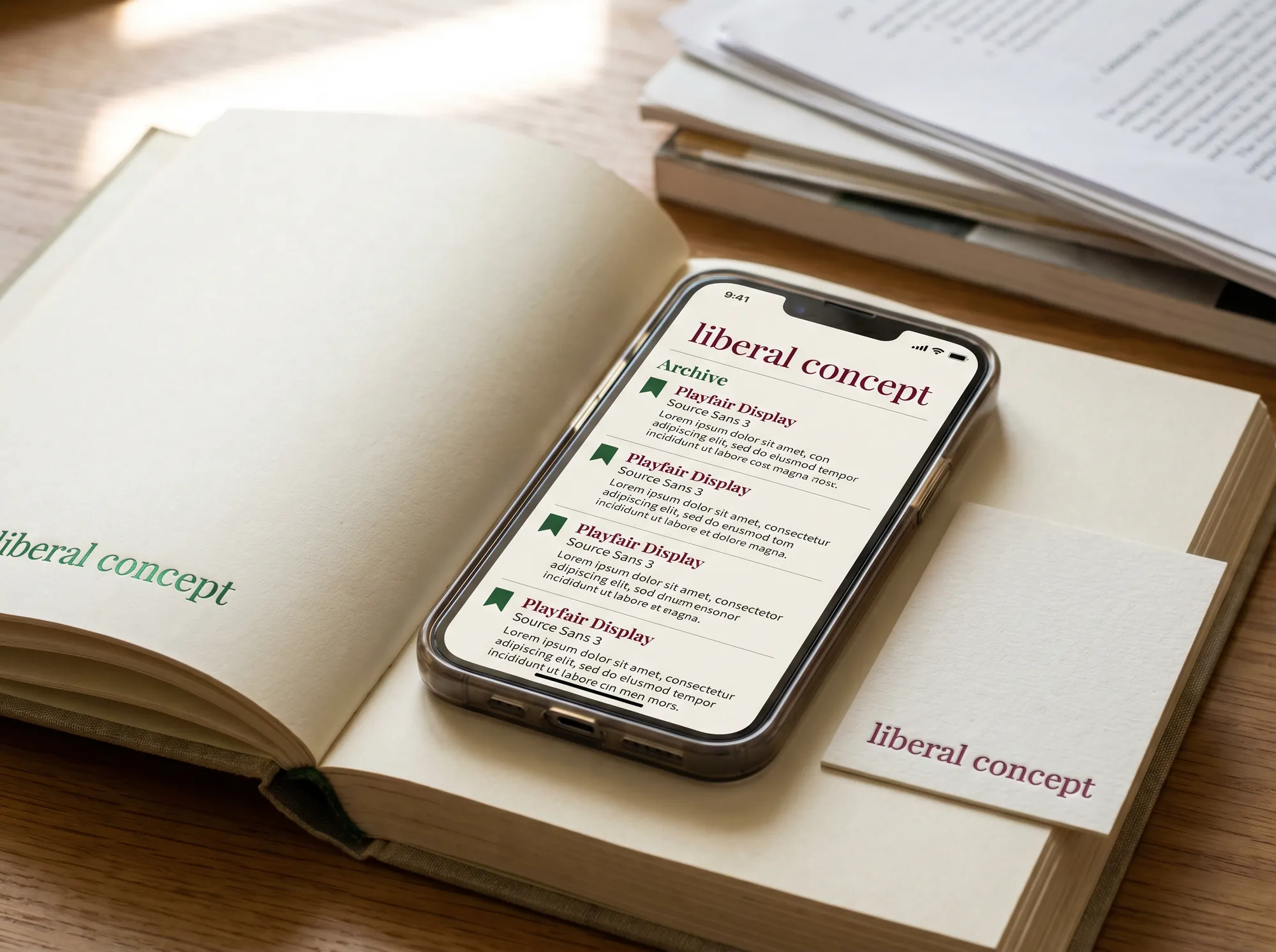 Liberal Concept Reading Journal App (Fine Stationery & Reading Tools) — A reader-side journaling app — working reading-journal archive, working bookmark log, working citation-of-record register, and the long-arc archive of every working title under the working reader.