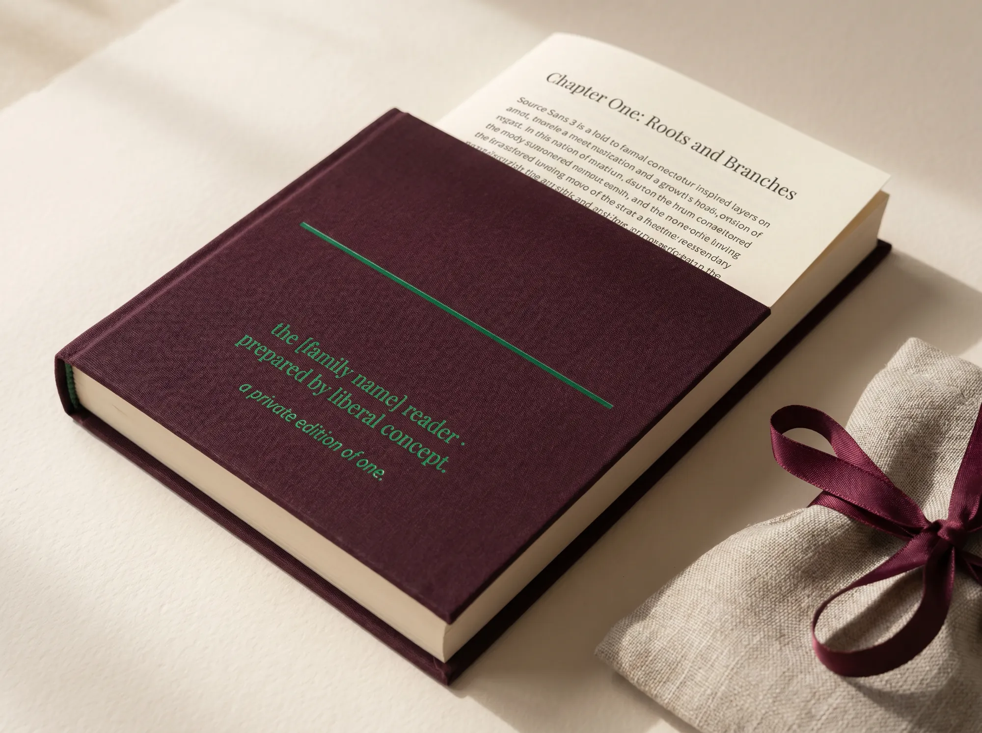 Liberal Concept Family Reader (Legacy & Estate Letter Practice) — A bespoke clothbound reader prepared for the family at the engagement's outset — eight to twelve essays and excerpts tailored to the family's questions.
