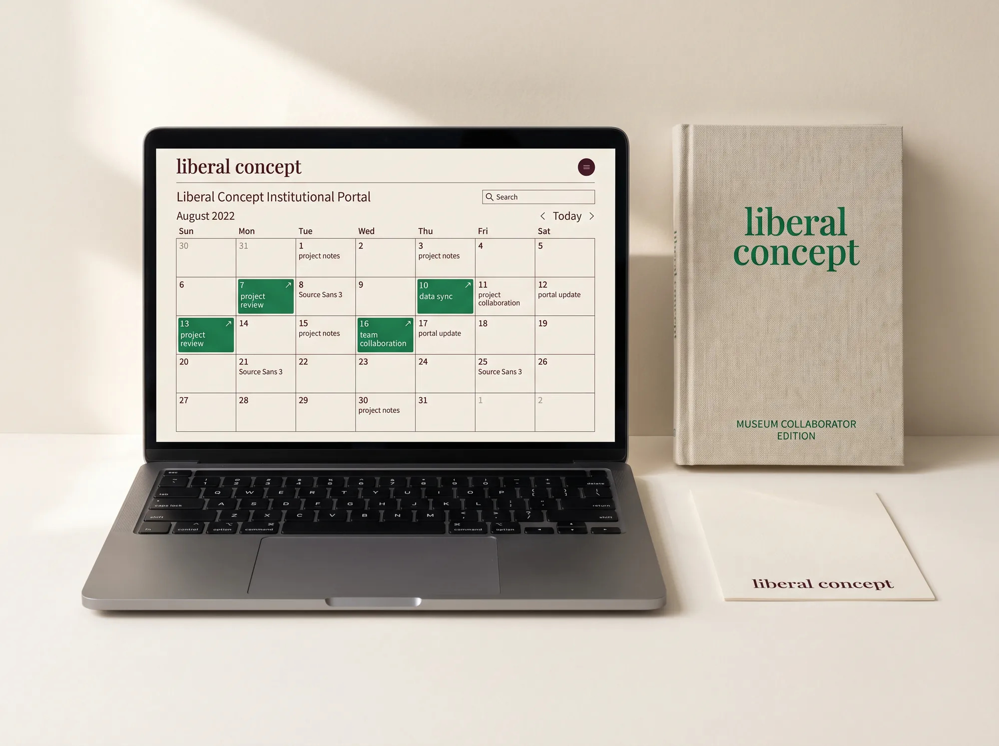 Liberal Concept Institutional Portal (Museum & Cultural Institution Collaborations) — An institutional-side collaboration portal — working co-branded edition calendar, working reciprocal-card register, named-curator-of-record, and the long-arc working archive of every working collaboration under the working institution.