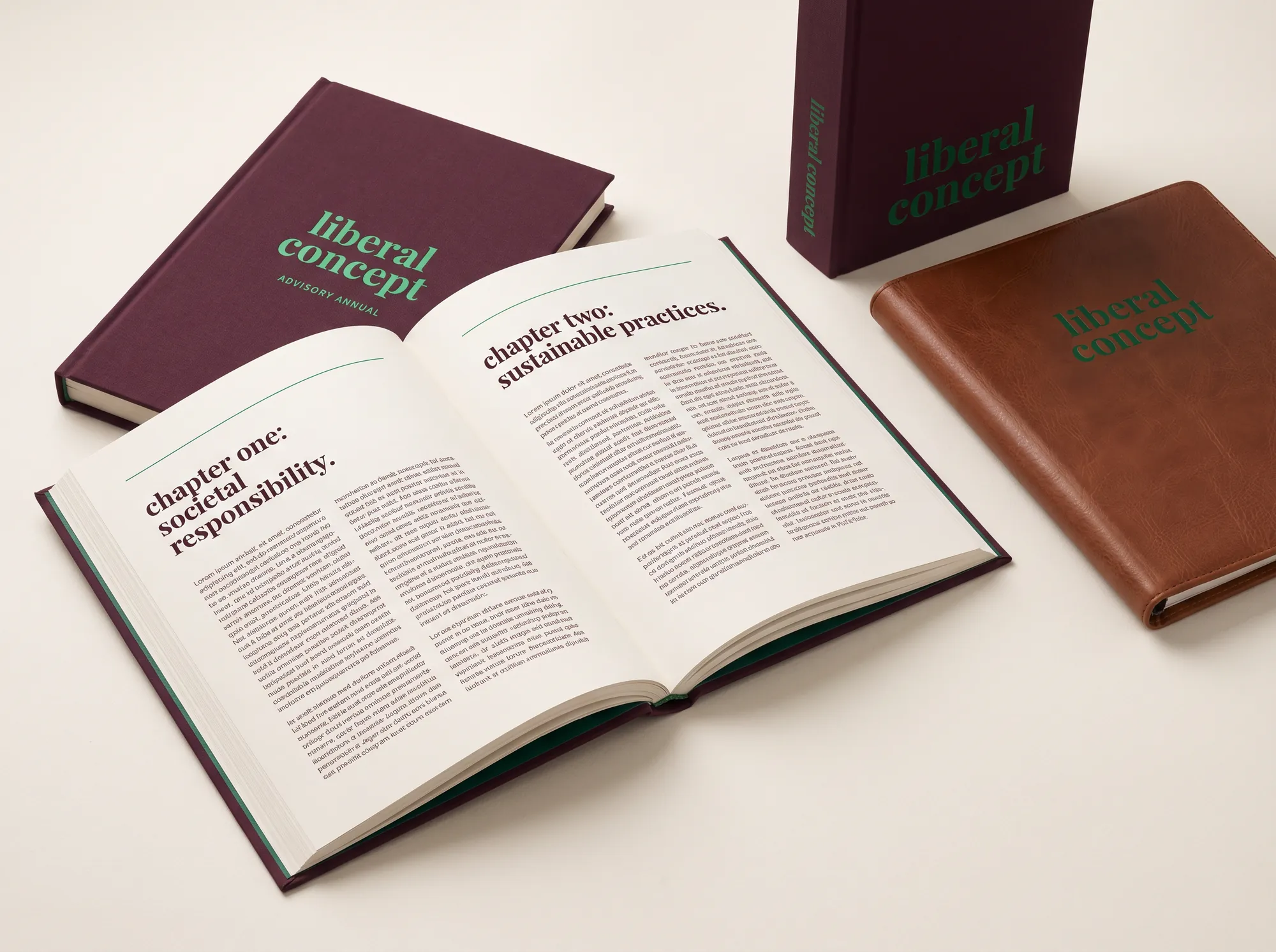 Liberal Concept Advisory Annual (Philanthropic & Endowment Advisory) — A perfect-bound printed advisory annual — working advisory essays, named-advisor-of-record photography, and the year's working foundation-of-record register under the working practice.