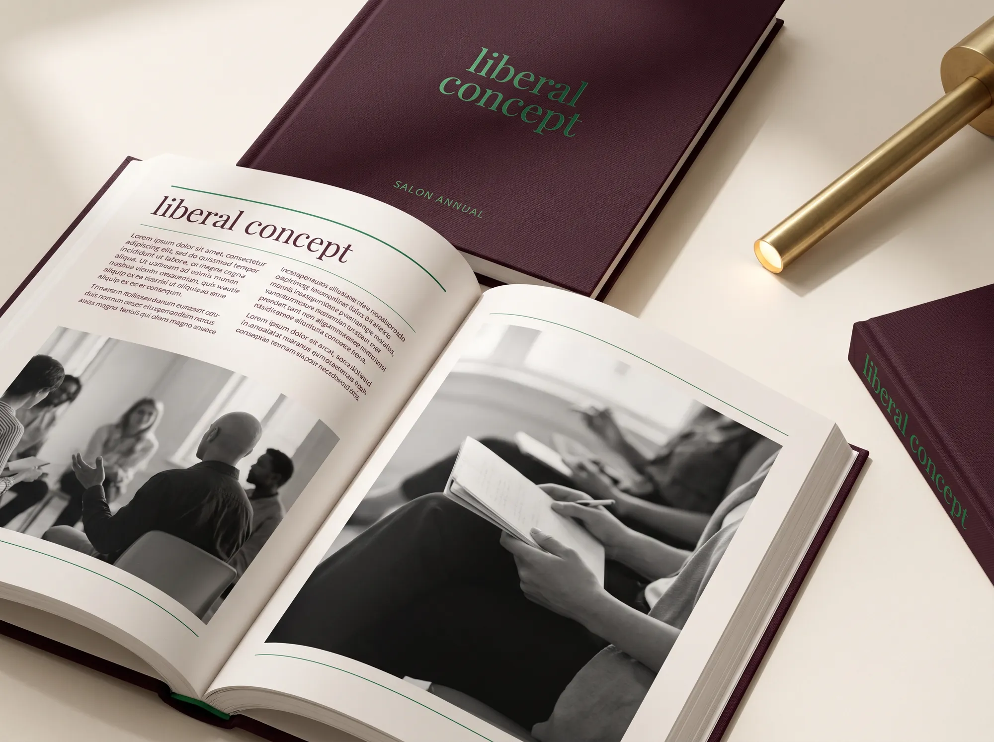 Liberal Concept Salon Annual (Private Members' Salons) — A perfect-bound printed salon program annual — working visiting-evening essays, named-host-of-record photography, and the year's working salon-of-record register under the working reading room.
